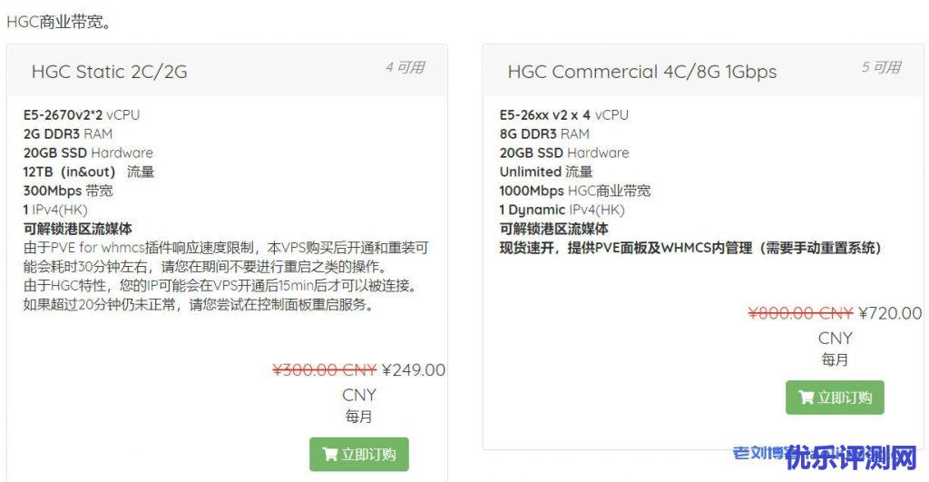 MoeCloud香港HGC：249元/月/2核/2GB内存/20GB SSD空间/12TB流量/300Mbps-1Gbps端口商业带宽/KVM
