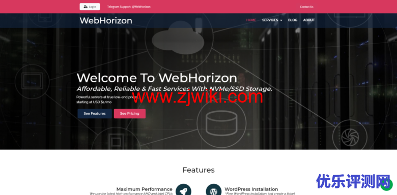 WebHorizon:日本vps/新加坡vps,2核/4GB内存/80GB NVMe硬盘/2TB流量/1Gbps端口,$5/月起-优乐评测网