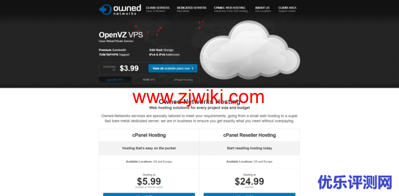 Owned-Networks:便宜VPS,1核/1G/30G SSD/1T/1Gbps/KVM/可选全球8大机房,月付$3.99起OpenVZ VPS (Linux Only)KVM VPS (Linux, Windows and more)-优乐评测网