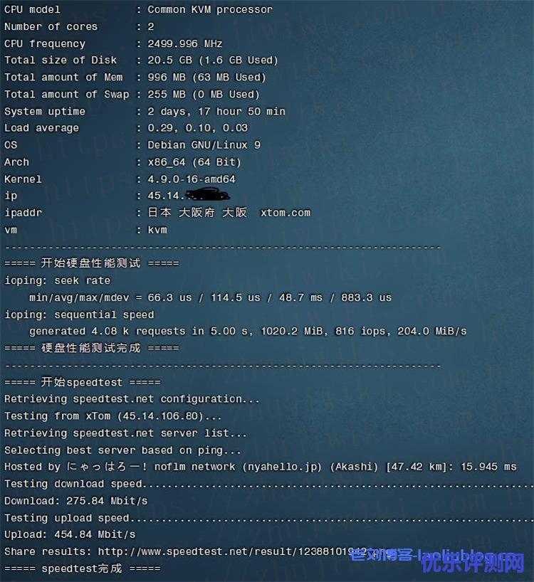 简单测评V.PS日本KVM VPS：€2.98/月/2核/1GB内存/20GB SSD空间/1TB流量/1Gbps端口