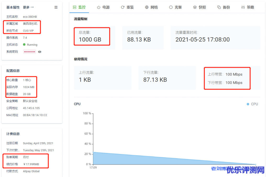极光VM大带宽新品CUVIP性能测评:CeRaNetworks机房1核1G内存100M带宽1000GB月流量