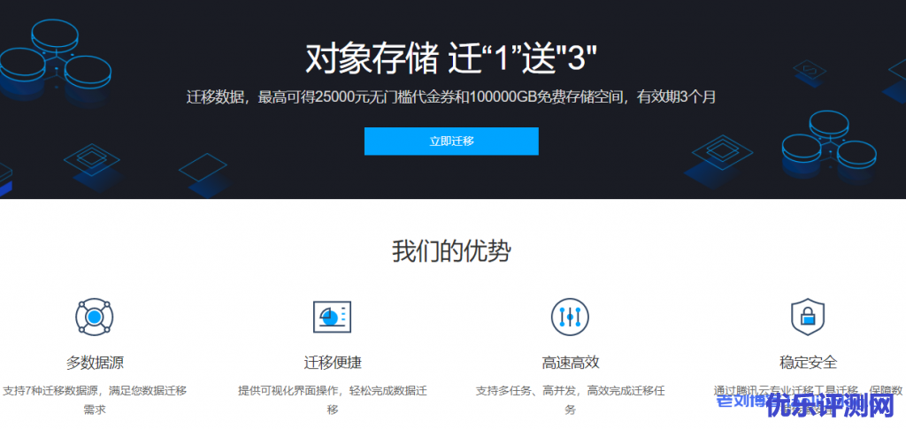 腾讯云对象存储COS迁1送3活动:迁移数据,最高可得25000元无门槛代金券和100000GB免费存储空间,有效期3个月