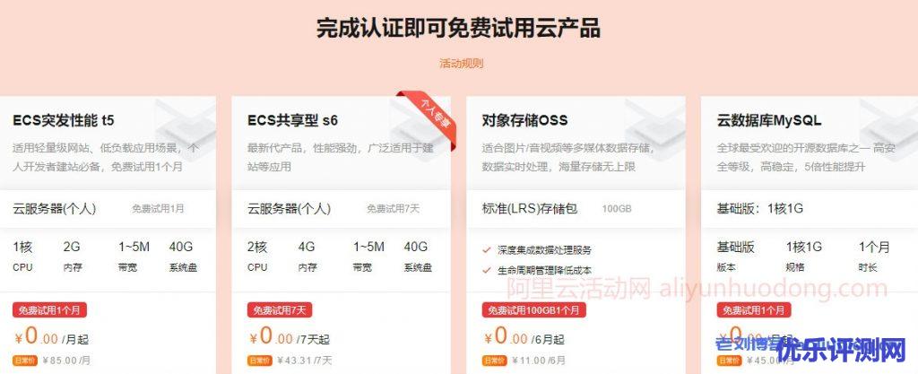 阿里云企业免费套餐,完成企业认证,即可免费试用阿里云产品