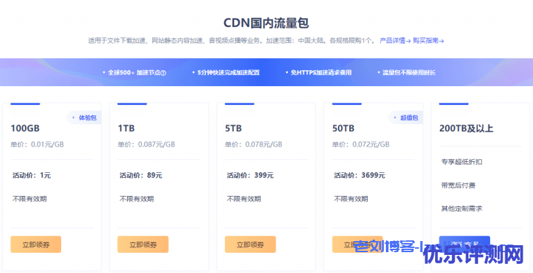 UCloud优刻得CDN国内/国际流量包超值特惠活动改版，国内流量包不限有效期，100GB/1元，1TB/89元