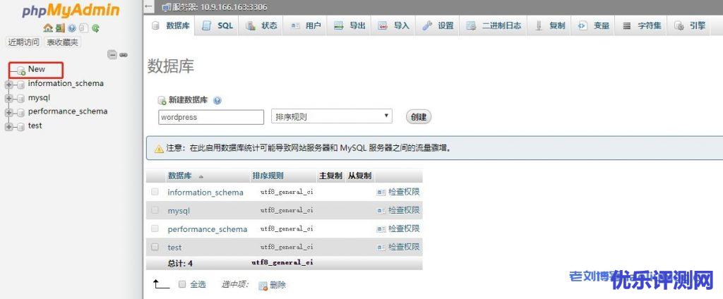 phpmyadmin后台创建数据库