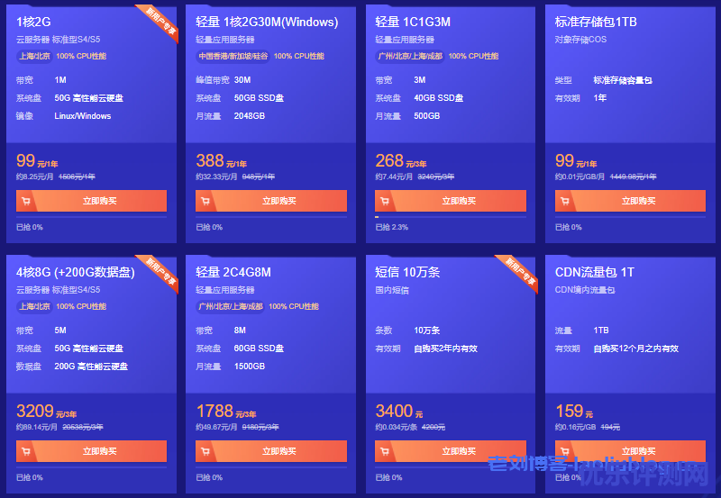腾讯云最新限时秒杀：高性能云服务器1核2G年付99元，轻量应用服务器2核4G8M年付仅598元