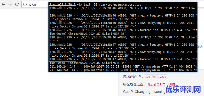 nginx 日志中查看真实访问者地址