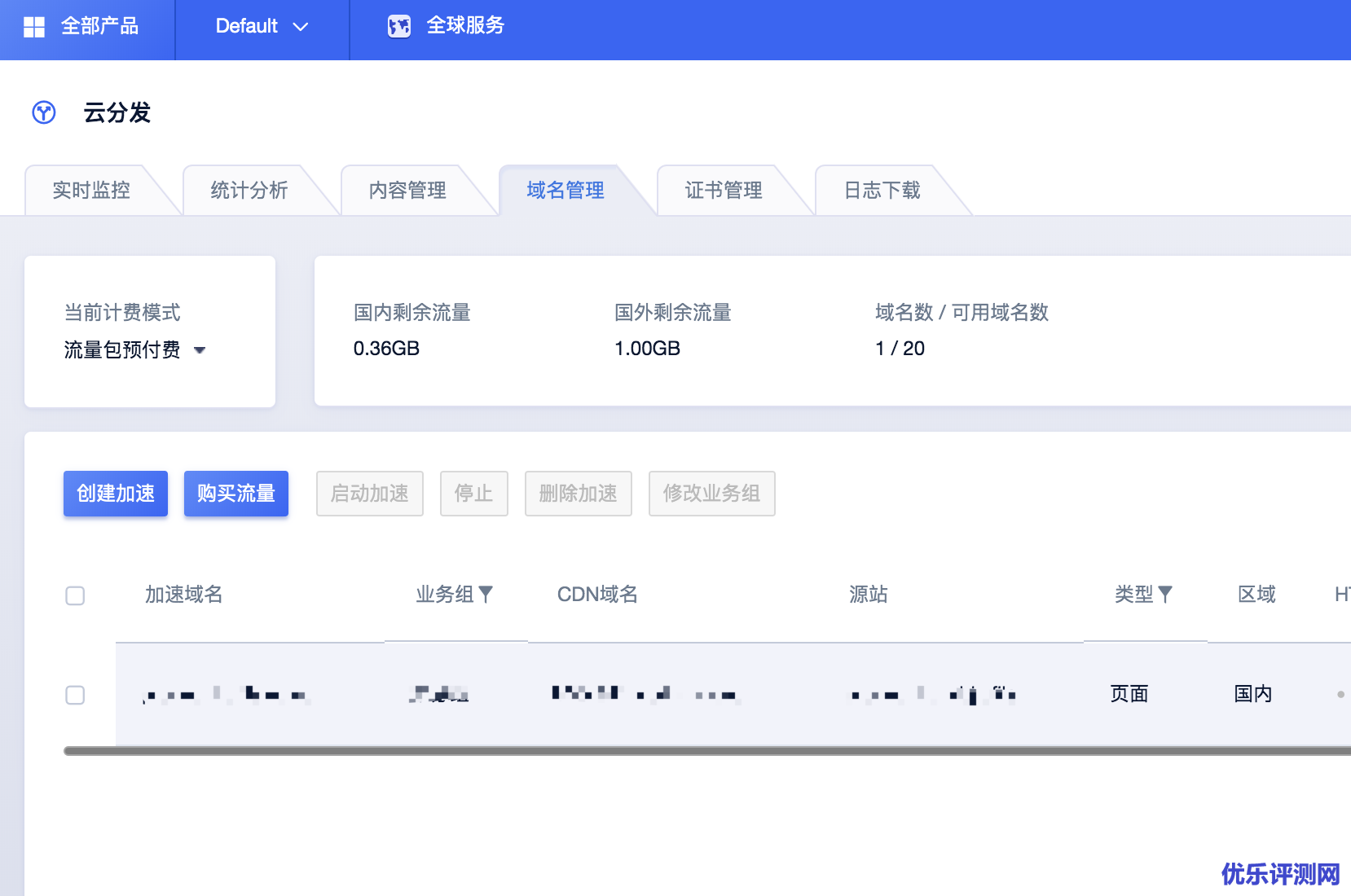 创建cdn加速域名