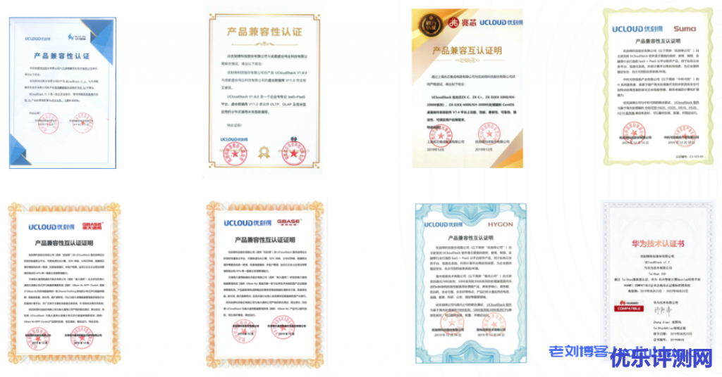 UCloud部分荣誉资质