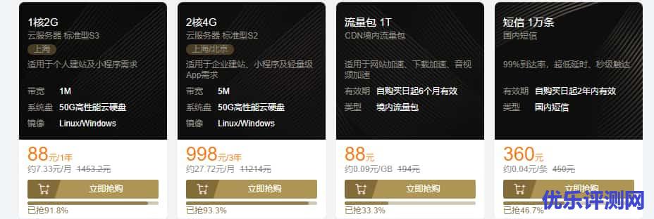 腾讯云:11.11（双十一）- 121云服务器年付88元/245配置3年998元