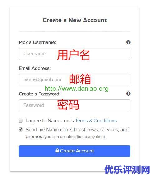 name.com域名申请教程