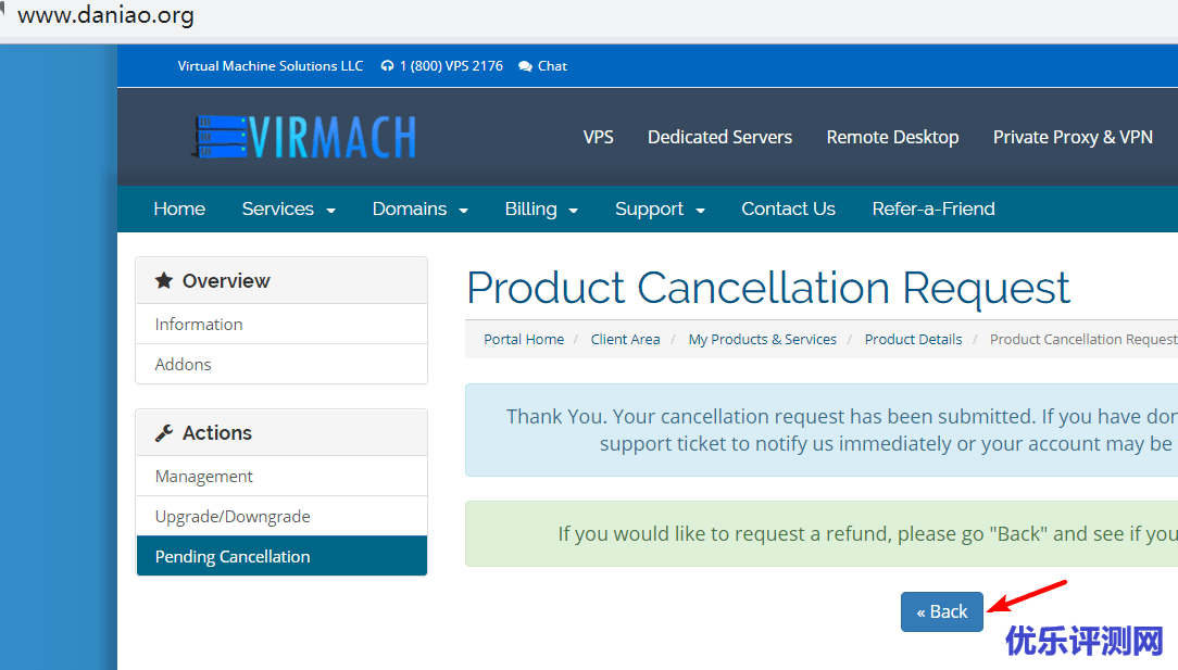 Virmach vps 如何退款的操作教程
