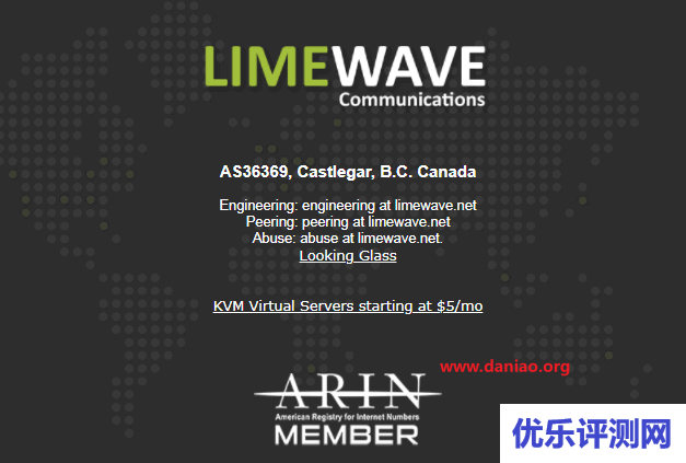 limewave：加拿大vps，双IP，$1.85/月，1核/1G/60g hdd/500G流量/共享G口