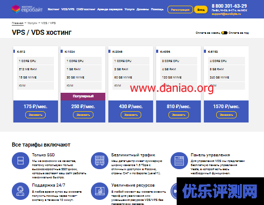 eurobyte.ru：俄罗斯VPS，14.9元/月，512M内存/1核/15gNVMe/不限流量