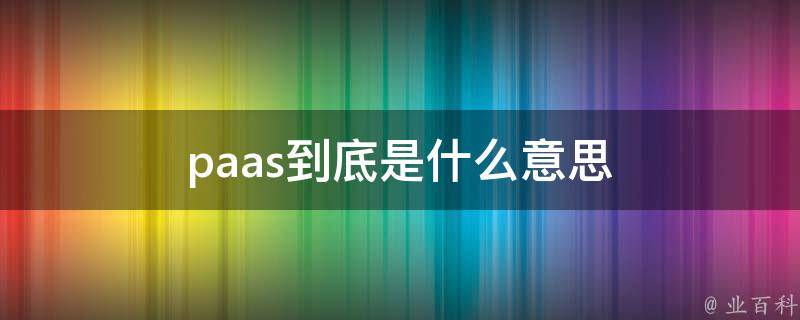 paas的关键技术包括哪三个