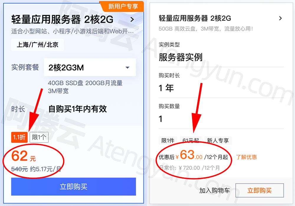 2核8g服务器的价格是多少