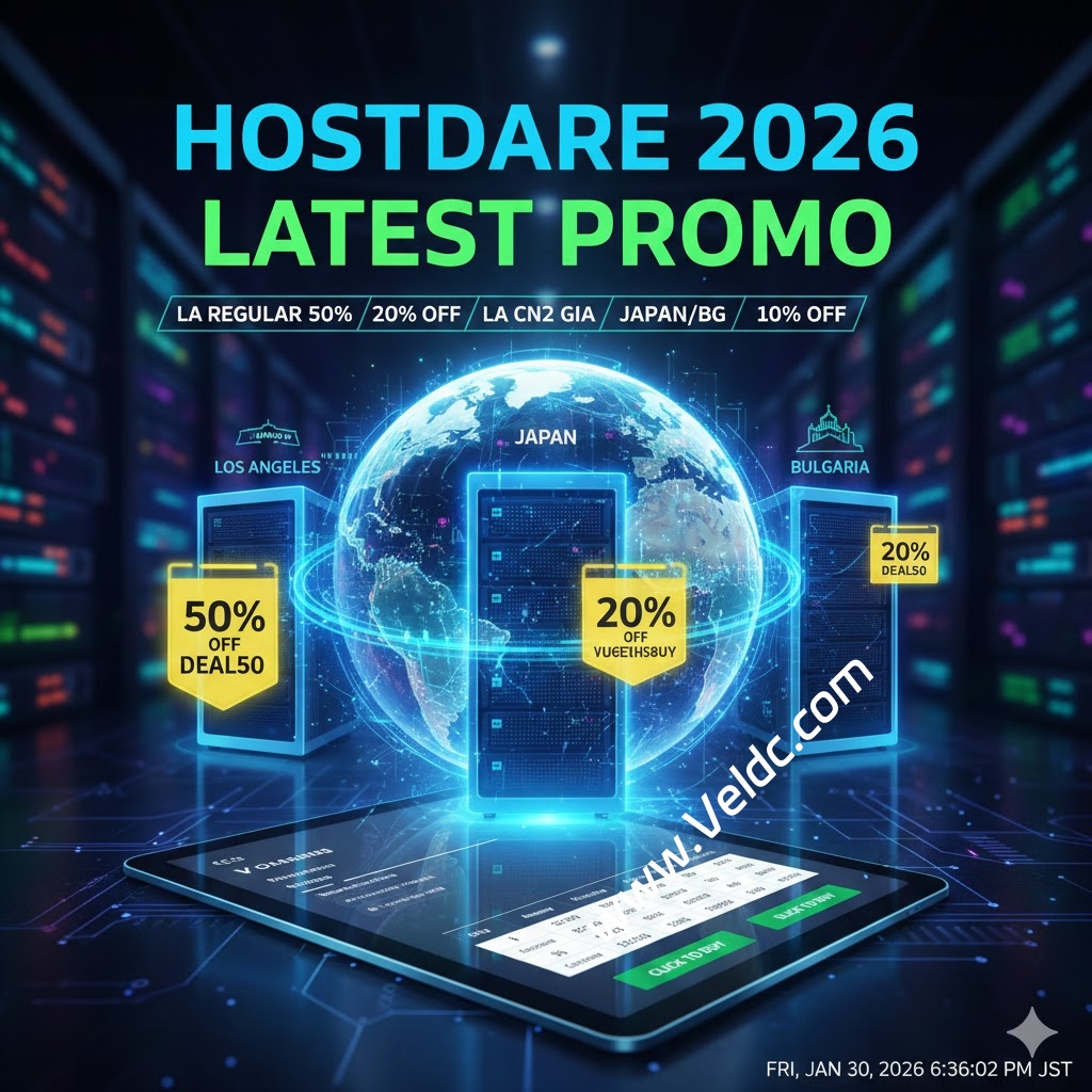 HostDare：洛杉矶 VPS 最高可享 7.5折优惠，年付更享免费双倍内存 + 双倍月流量升级，折后最低仅需 19.49美元/年 起-优乐评测网